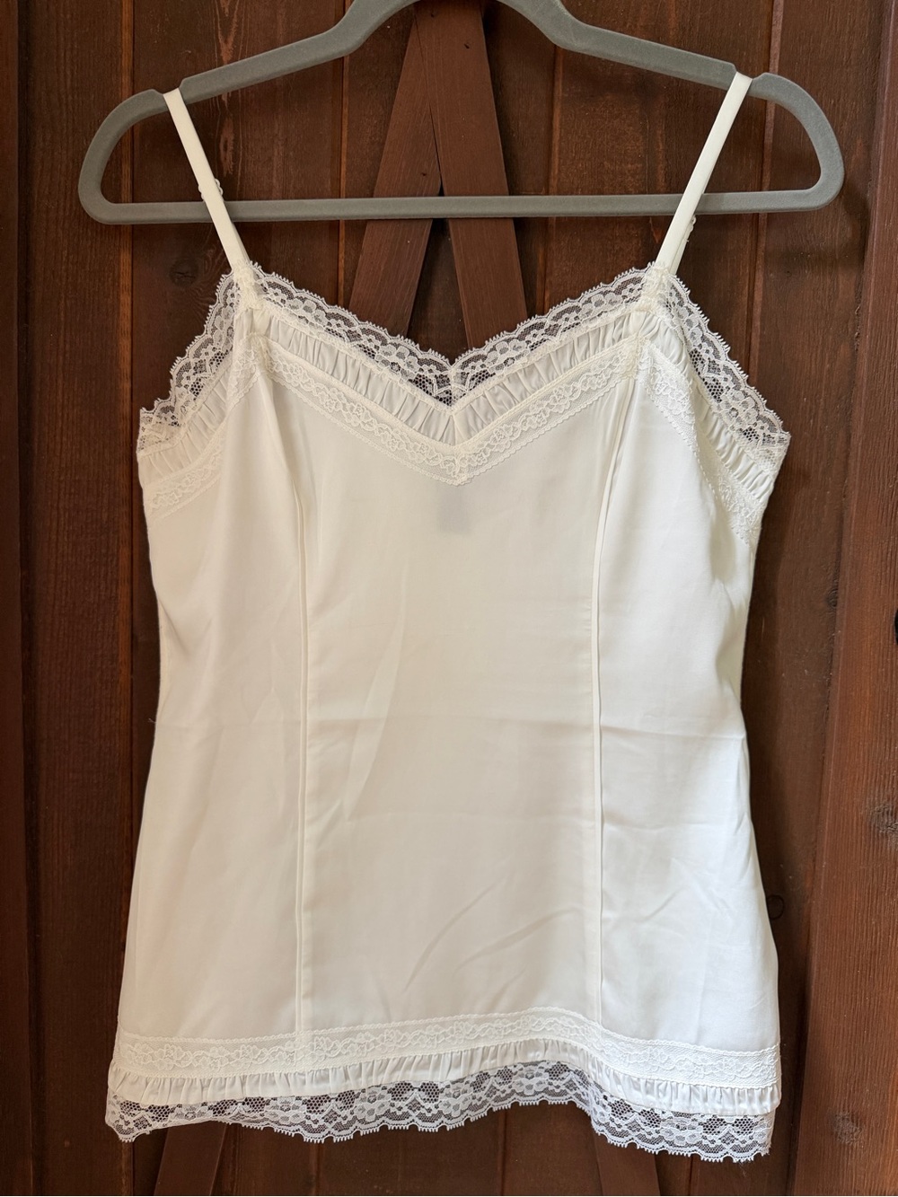 White House Black Market S - White Lace Trim Camisole Top